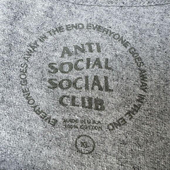 Anti Social Social Club Gray T Shirt Men Extra Large Snake Print Logo Streetwear - Picture 2 of 7